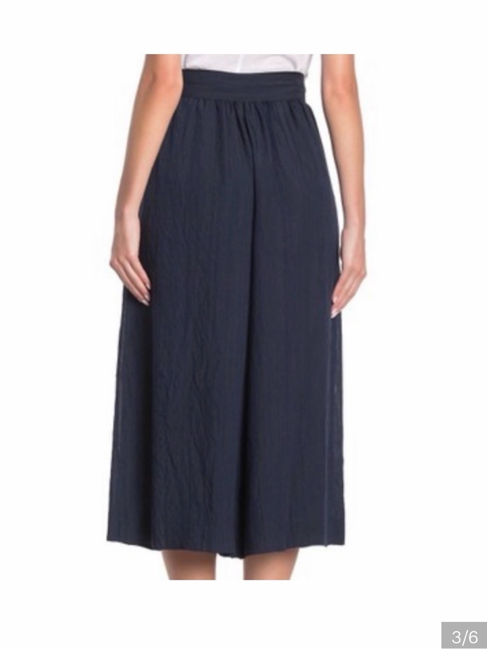 Vince Navy Wide-Leg Midi Pant with Tie Waist - Picture 2 of 16
